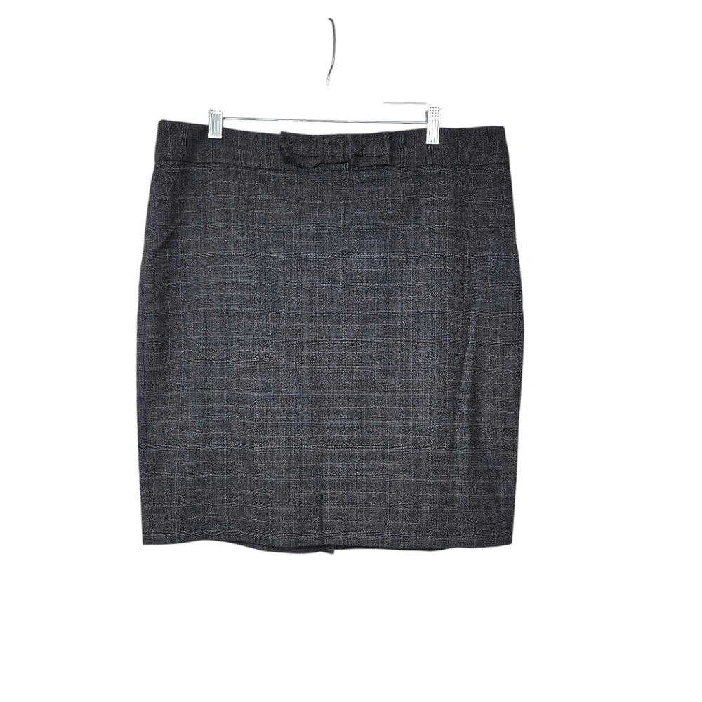 Ann Taylor LOFT Plaid Gray Bow Pencil Skirt 14